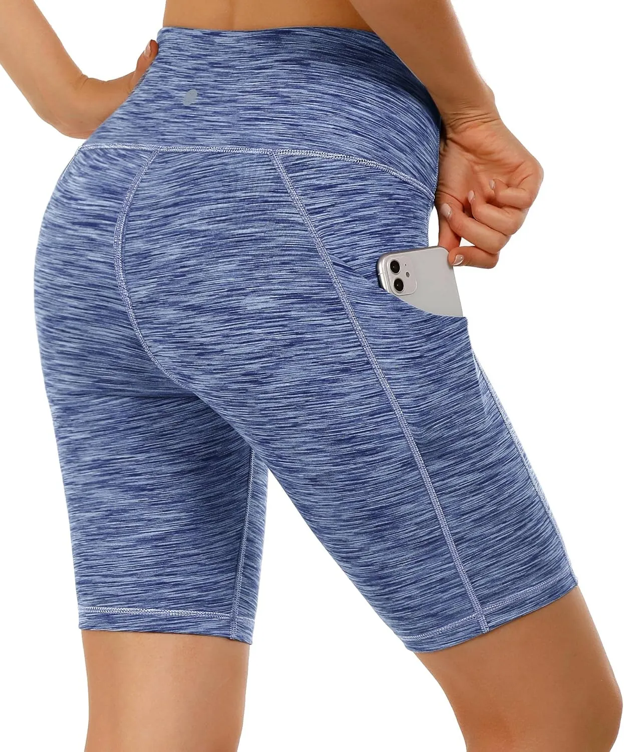 Heathyoga 8" Biker Shorts Women with 3 Pockets Tummy Control Workout Shorts Women Atheltic Spandex Shorts for Yoga Gym