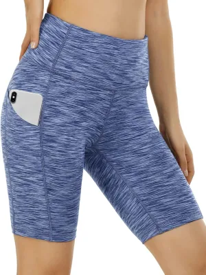 Heathyoga 8" Biker Shorts Women with 3 Pockets Tummy Control Workout Shorts Women Atheltic Spandex Shorts for Yoga Gym