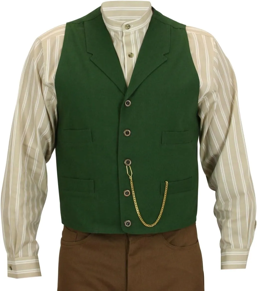 Historical Emporium Men's Cotton Canvas Casual Work Vest, Victorian Old West Edwardian Classic Waistcoat