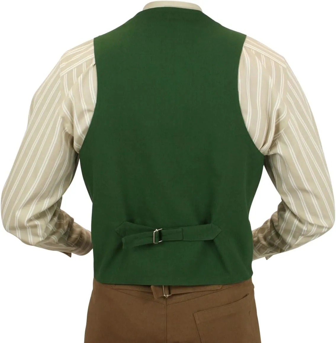 Historical Emporium Men's Cotton Canvas Casual Work Vest, Victorian Old West Edwardian Classic Waistcoat