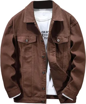 hlysgo Men's Denim Jacket Casual Long Sleeve Button Down Jackets Jean Trucker Jacket Fall Winter Casual Coat with Pockets
