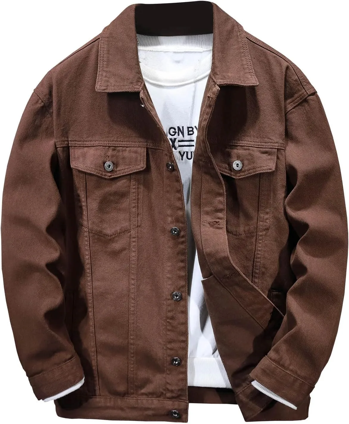 hlysgo Men's Denim Jacket Casual Long Sleeve Button Down Jackets Jean Trucker Jacket Fall Winter Casual Coat with Pockets