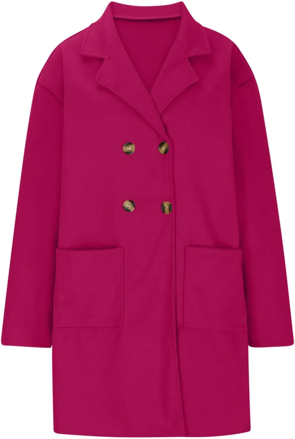 hlysgo Women's Double Breasted Lightweight Pea Coat Long Sleeve Casual Notch Lapel Trench Coat Jacket with Pocket