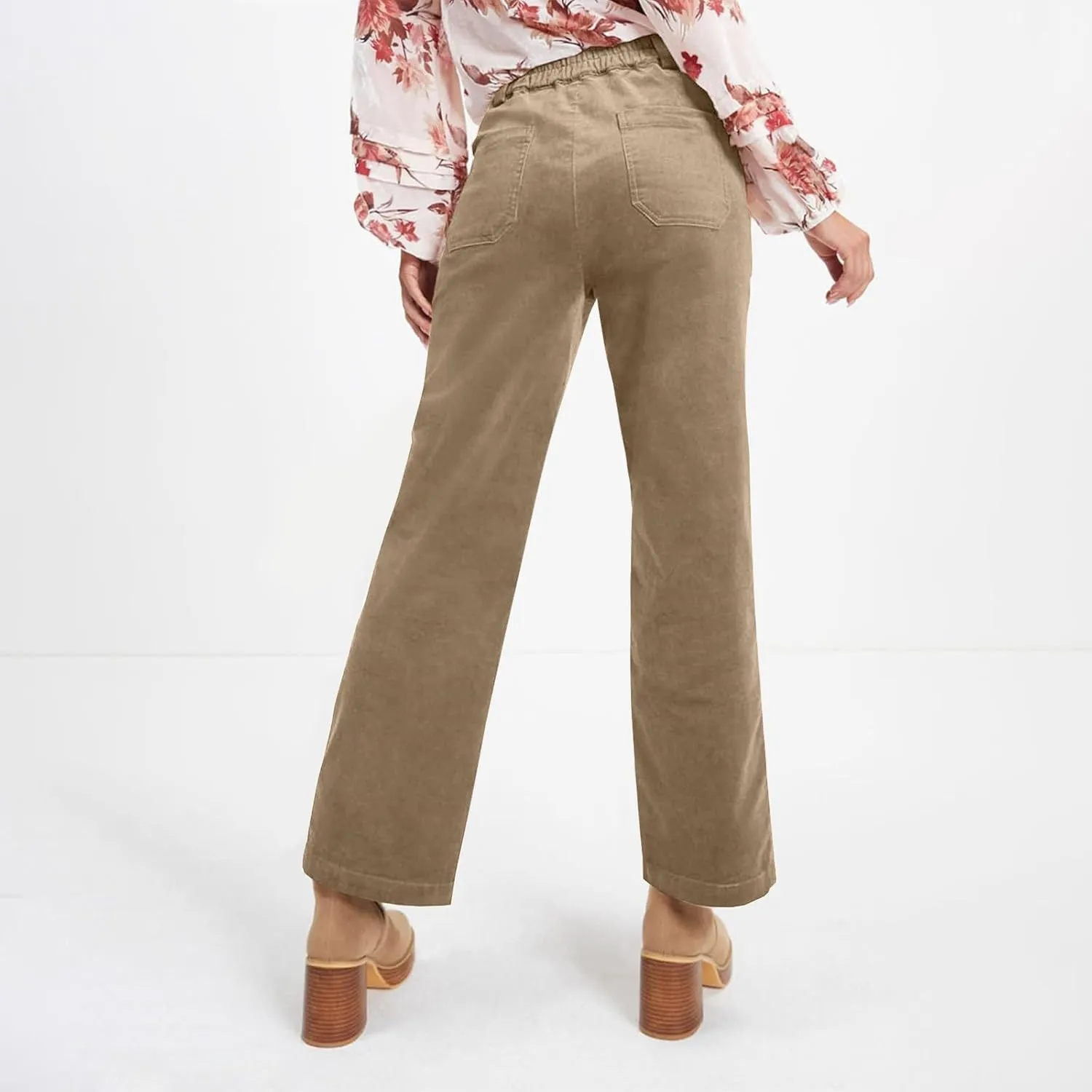 HTHLVMD Women's Corduroy Pants 2024 Winter Fashion Casual Straight Leg High Waisted Corduroy Pants with Pockets