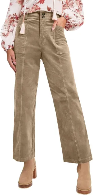 HTHLVMD Women's Corduroy Pants 2024 Winter Fashion Casual Straight Leg High Waisted Corduroy Pants with Pockets