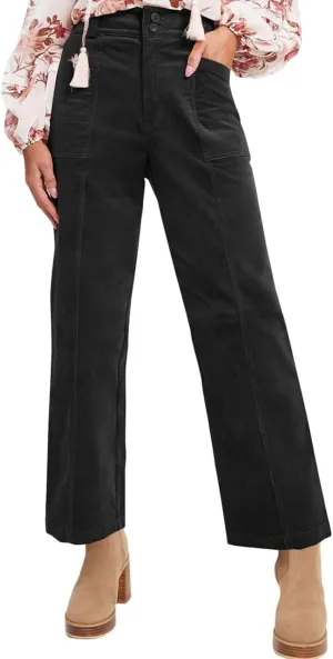 HTHLVMD Women's Corduroy Pants 2024 Winter Fashion Casual Straight Leg High Waisted Corduroy Pants with Pockets