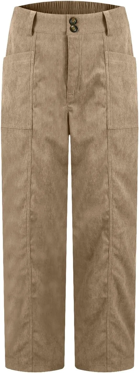 HTHLVMD Women's Corduroy Pants 2024 Winter Fashion Casual Straight Leg High Waisted Corduroy Pants with Pockets
