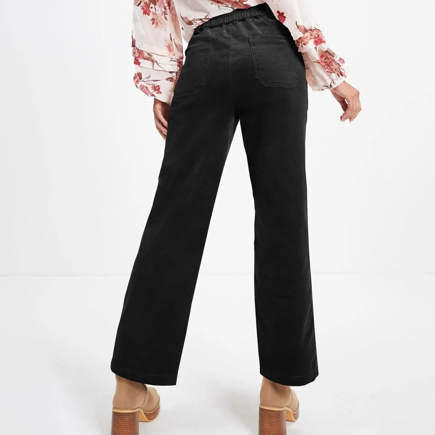 HTHLVMD Women's Corduroy Pants 2024 Winter Fashion Casual Straight Leg High Waisted Corduroy Pants with Pockets