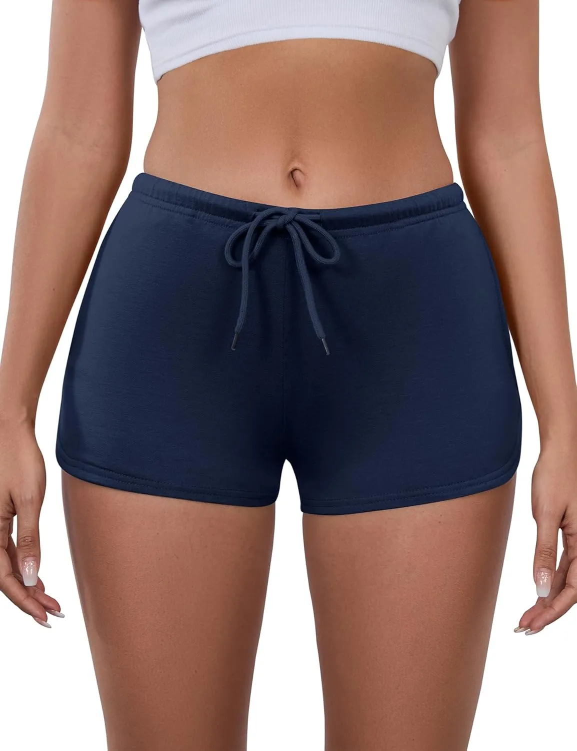 IECCP Athletic Shorts for Women Summer Workout Sweat Shorts Cute Low Rise Mini Shorts with Drawstring and Pockets Sleepwear