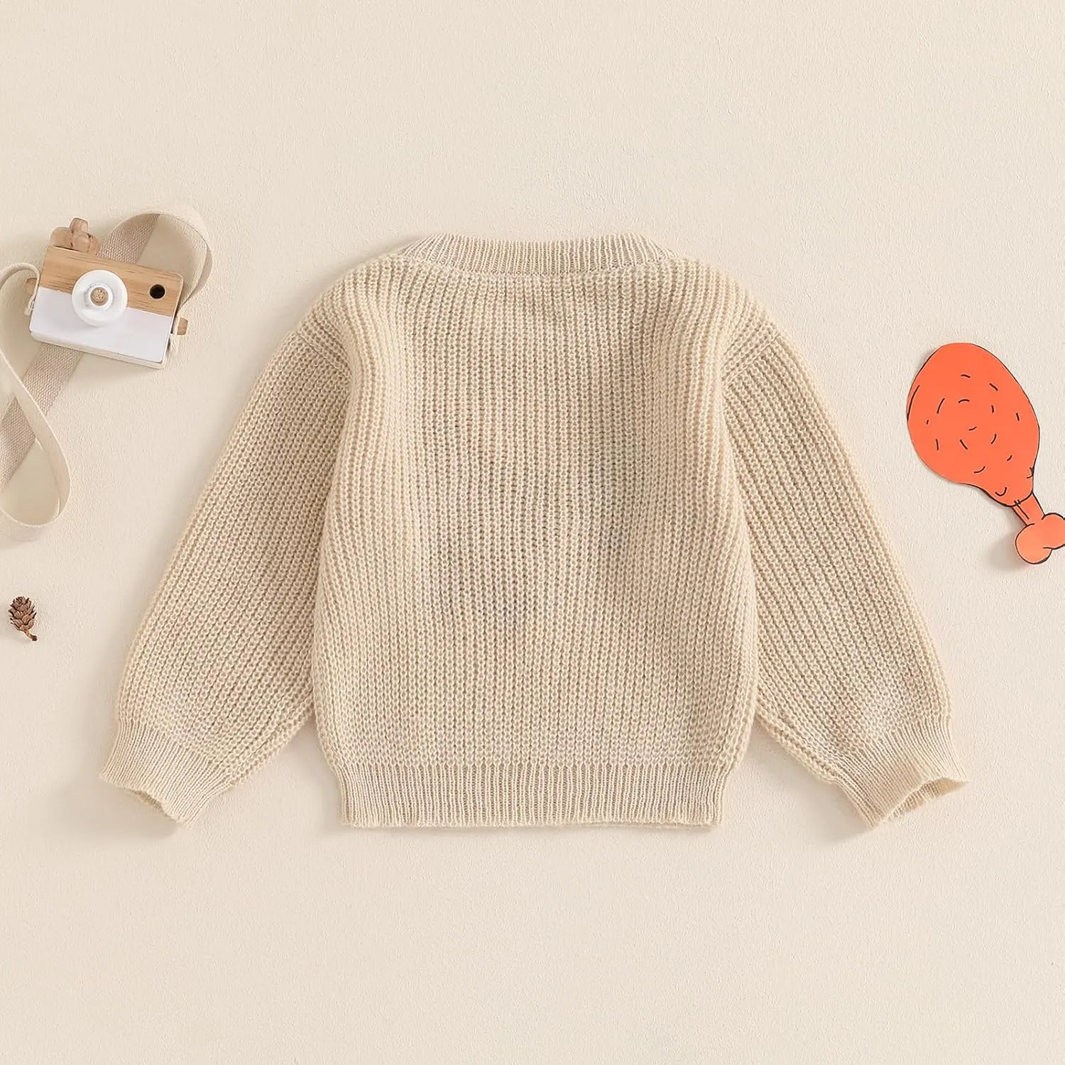 Infant Baby Boy Girl Knit Sweater Rooster Goose Embroidery Crew Neck Long Sleeve Pullover Knit Shirt Winter Clothes