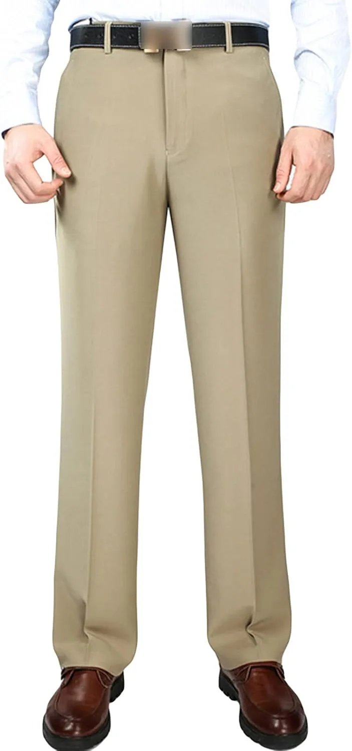 JEShifangjiusu Men's 4-Way Stretch Solid Slim Fit Dress Pant Slim Fit Dress Pant Wrinkle-Resistant Flat-Front Chino Pant