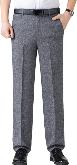 JEShifangjiusu Men's Chino Flat Front Slim Fit Pant Casual Cotton Stretch Suit Pants Lightweight Skinny Fit Dress Pant (34,Grey), Grey, 34