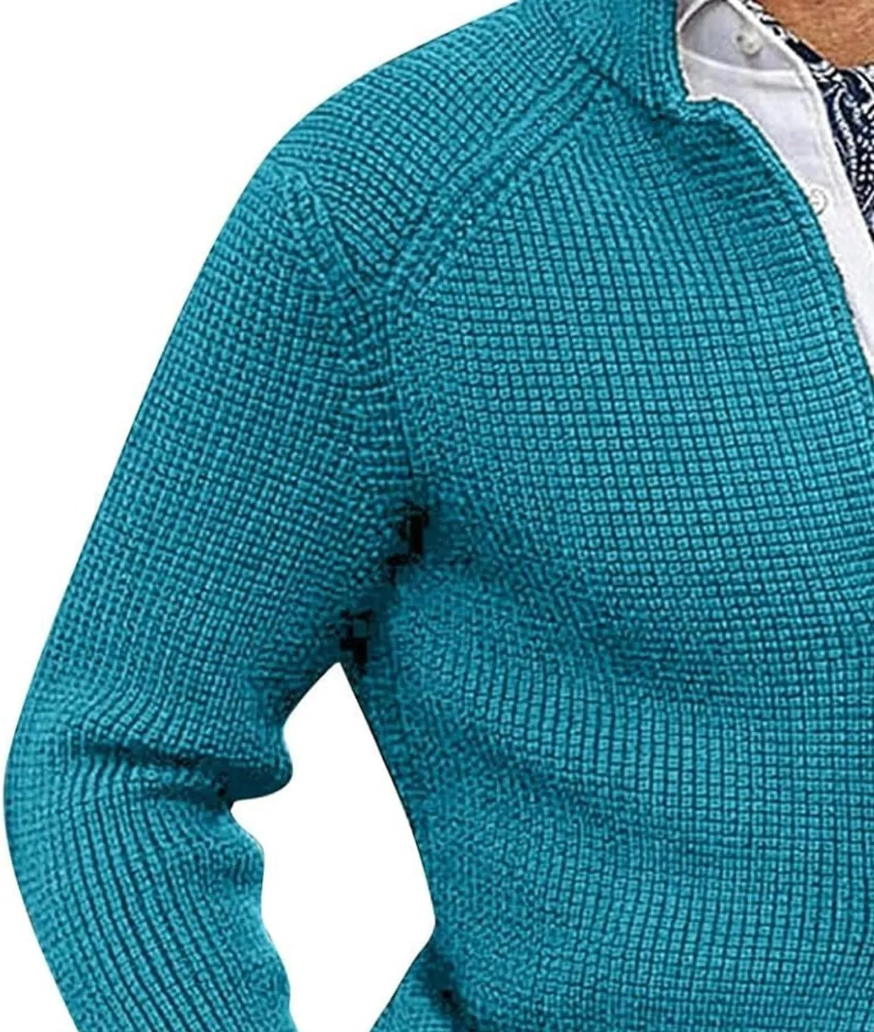JEsilunmaMY Mens Solid Color Waffle Knit Cardigan Casual Button Up Pocket Blazer Jacket Fall Winter Slim Fit Sweater Coat