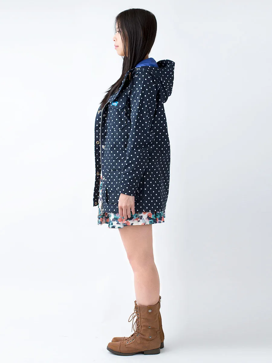 Kasson Mountain Hooded Parka in Navy Dot