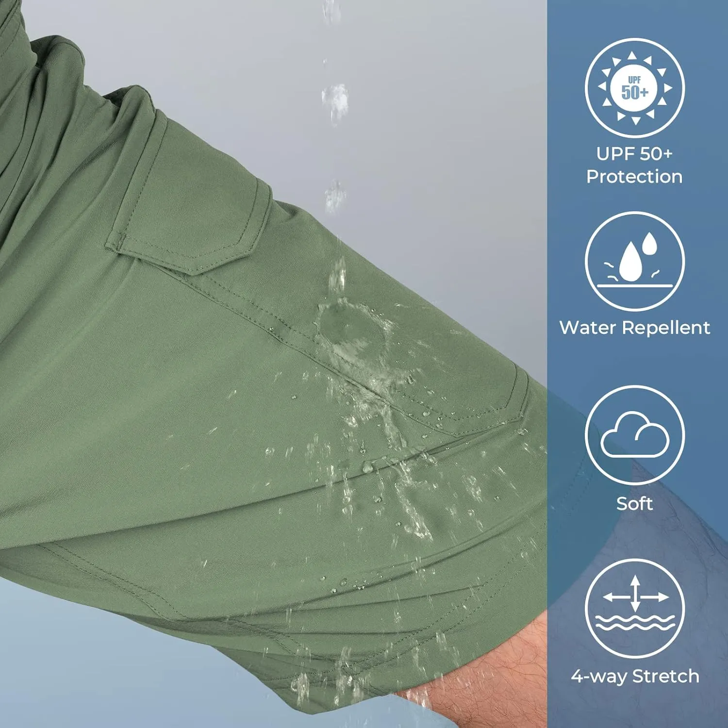 KastKing Men's Fishing Shorts, Hiking Shorts Quick Dry Comfortable UPF 50 , 7 Pockets, Shorts for Men, 10.5" Inseam