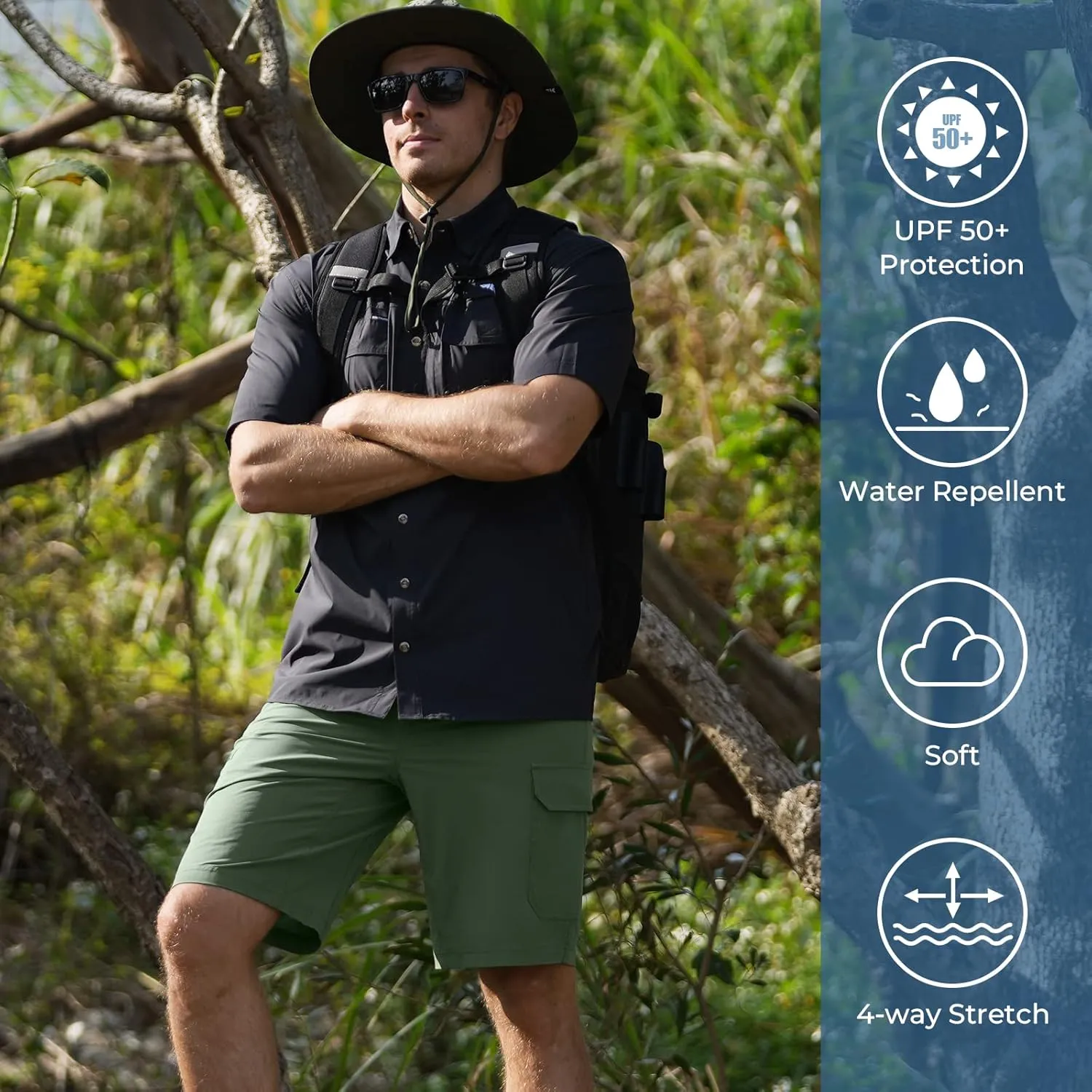 KastKing Men's Fishing Shorts, Hiking Shorts Quick Dry Comfortable UPF 50 , 7 Pockets, Shorts for Men, 10.5" Inseam