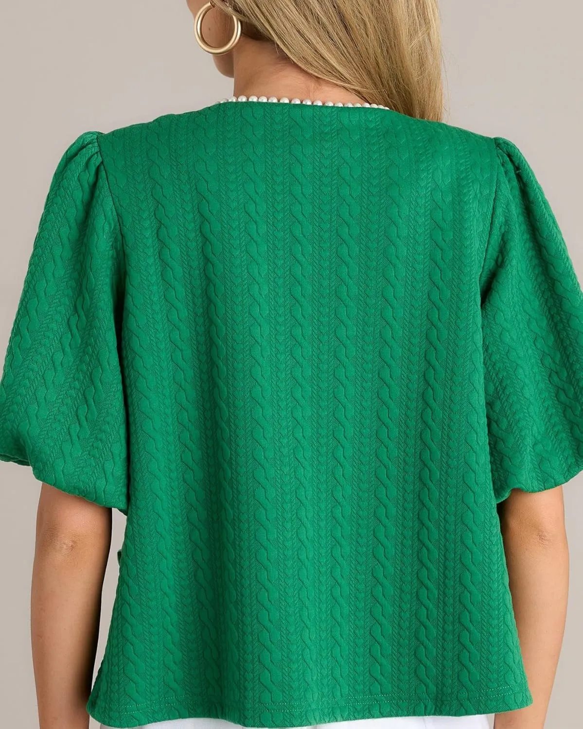 Kedera Puff Short Sleeve Tweed Jacket Women Cropped Jackets Summer Open Front Elegant Trimmed Cardigans with Pearls