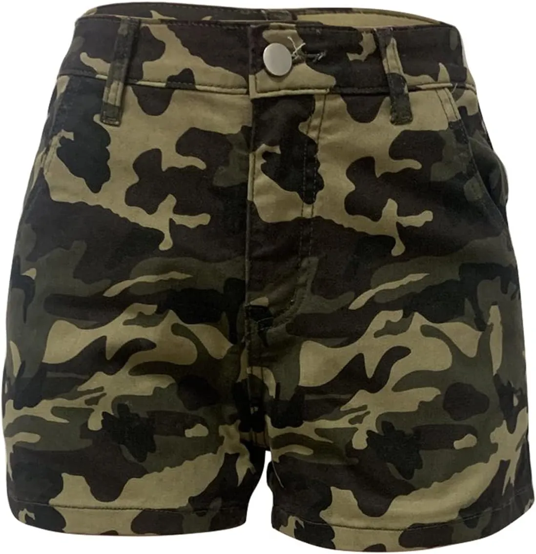 LAJIOJIO Women's Camo Cargo Shorts High Waisted Casual Army Camouflage Print Shorts Summer Bodycon Biker Jogger Mini Shorts