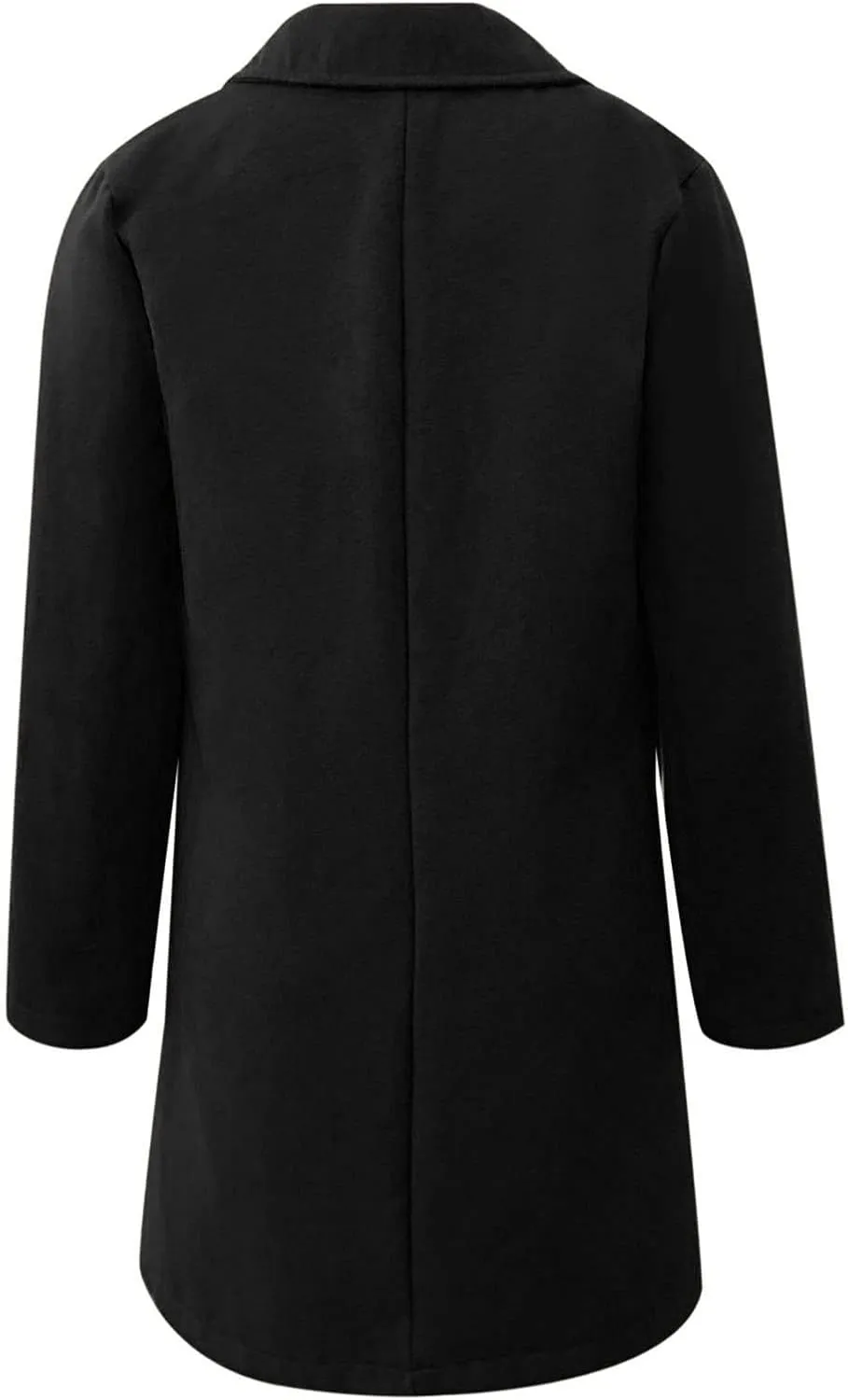 Lastesso Women's Solid Long Sleeve Trench Coat Open Front Loose Fit Cardigans Plaid Lapel Notched Collar Outerwear Comfy Coat