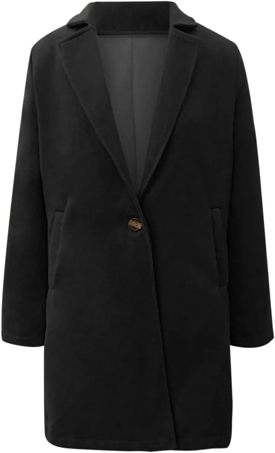 Lastesso Women's Solid Long Sleeve Trench Coat Open Front Loose Fit Cardigans Plaid Lapel Notched Collar Outerwear Comfy Coat