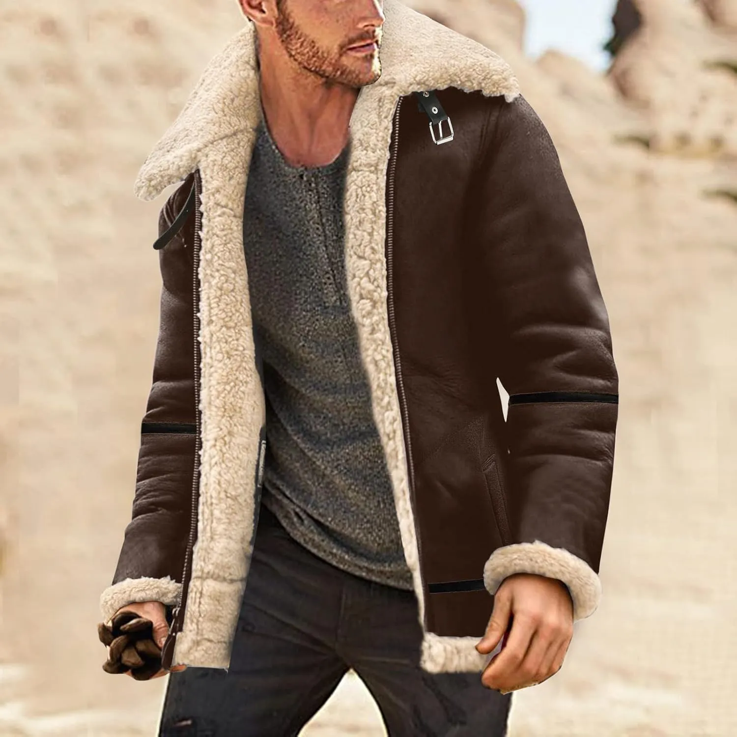 LCMTWX Coats for Men Cottonpadded Jacket Stand Collar Knitted Splice Sweater Coat Casual Men's Thicken Warm Winter Coat