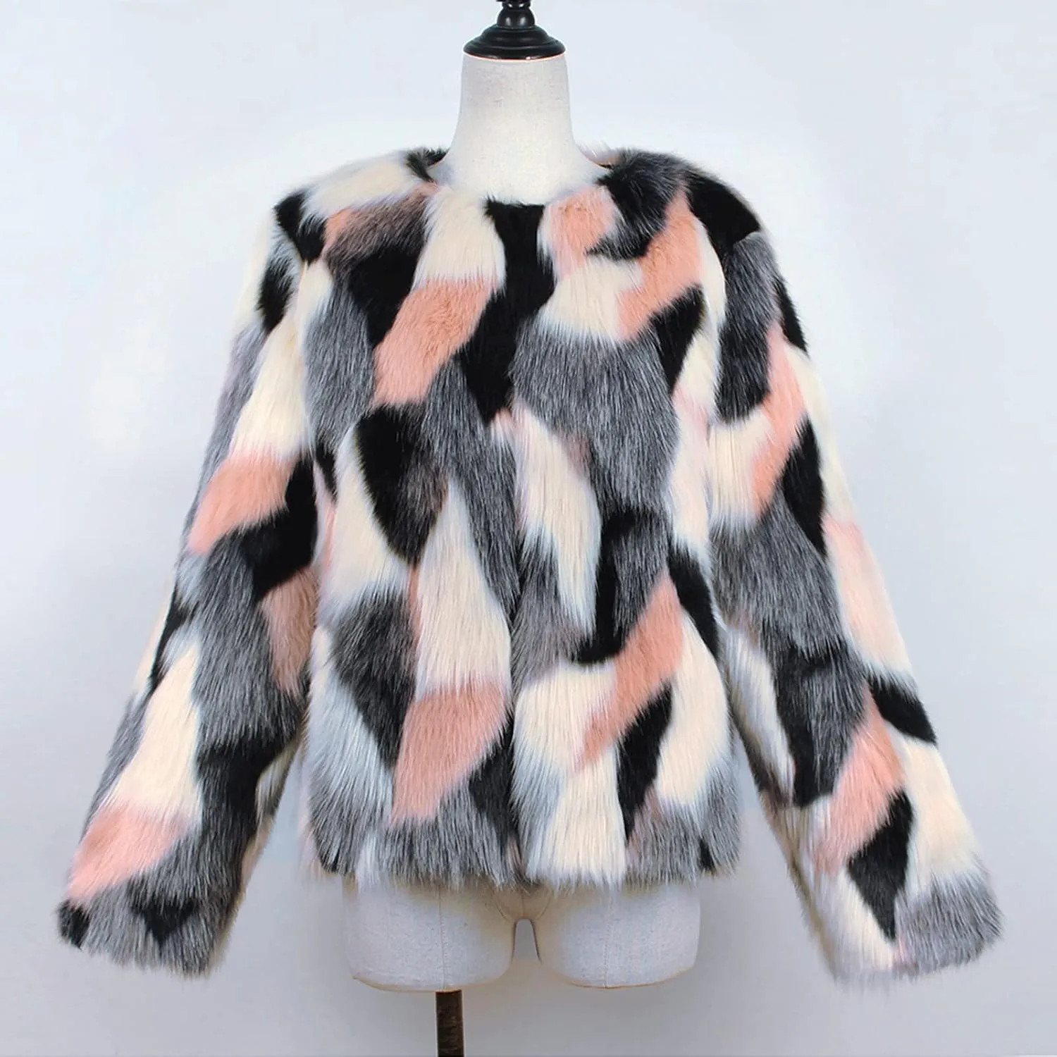 LCMTWX White Faux Fur Coat Coat Winter Warm Puffy Jacket Fluffy Women's Coat Jackets Long Sleeve Casual Long Faux Fur