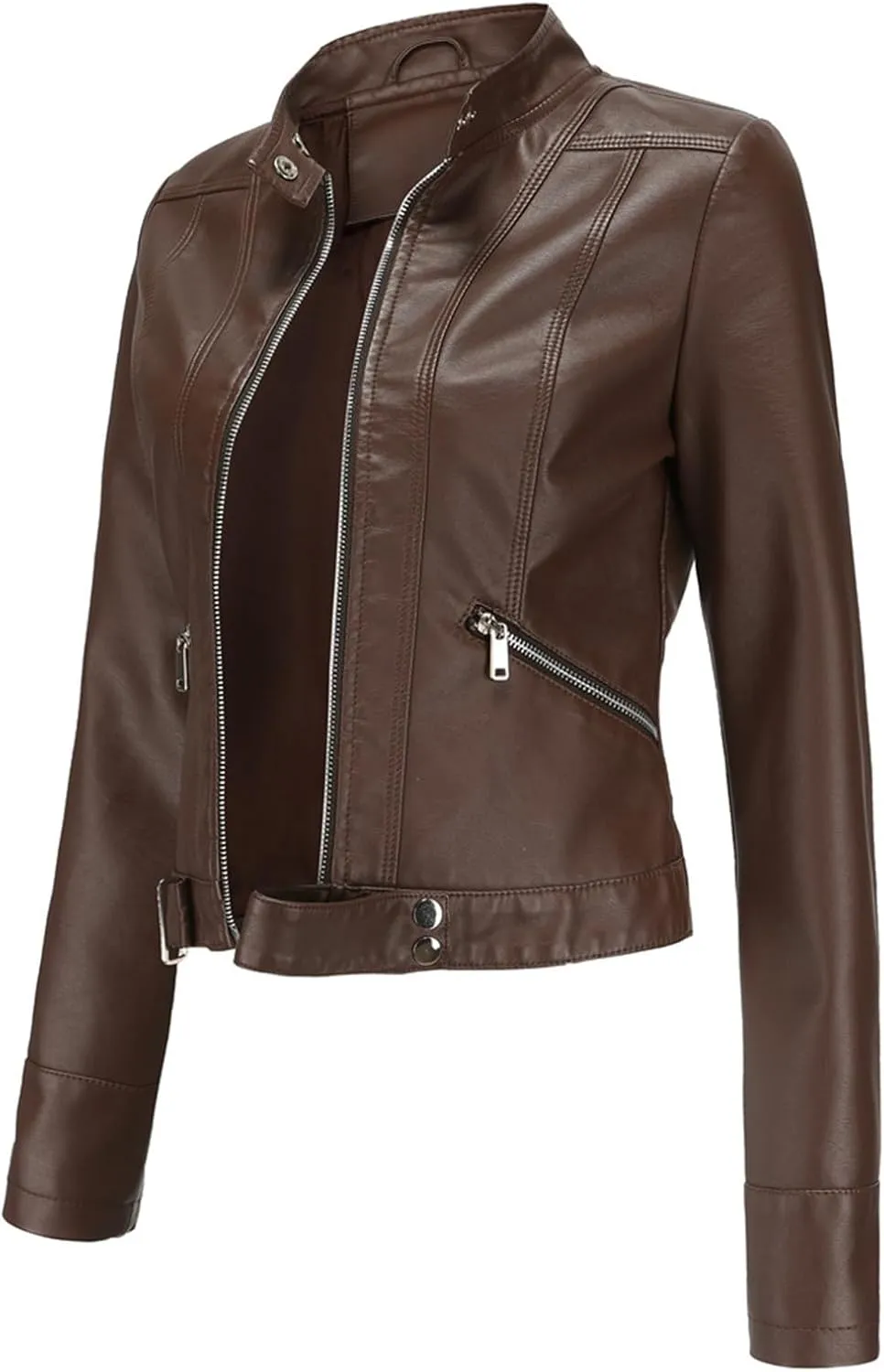Leather Jacket for Women-Girl Faux Leather Jackets, Zip Up Motorcycle Short Pu Moto Biker Outwear Slim Fit Coat