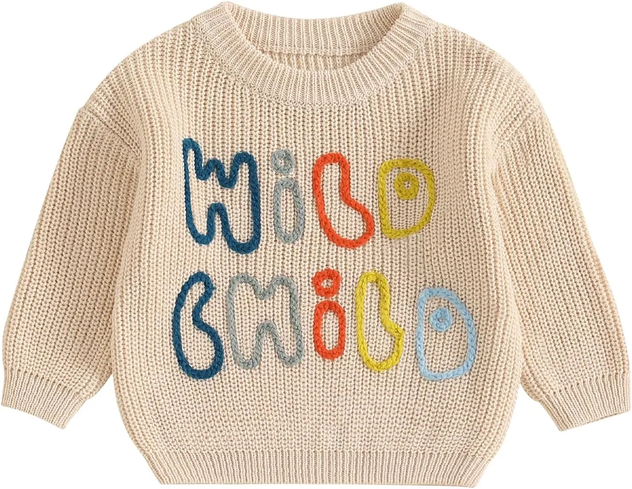 Lesimsam Infant Toddler Baby Boy Girl Sweater Long Sleeve Embroidery Knit Sweater Pullover Sweatshirt Top Fall Winter Clothes