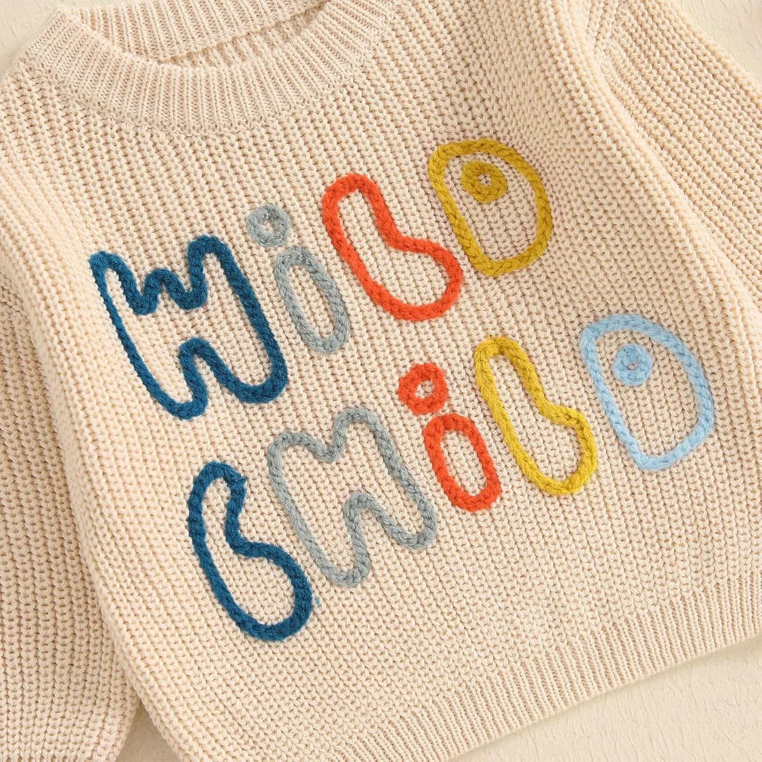 Lesimsam Infant Toddler Baby Boy Girl Sweater Long Sleeve Embroidery Knit Sweater Pullover Sweatshirt Top Fall Winter Clothes