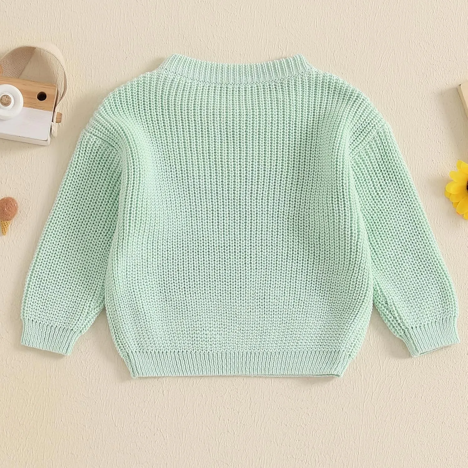 Lesimsam Infant Toddler Baby Boy Girl Sweater Long Sleeve Embroidery Knit Sweater Pullover Sweatshirt Top Fall Winter Clothes