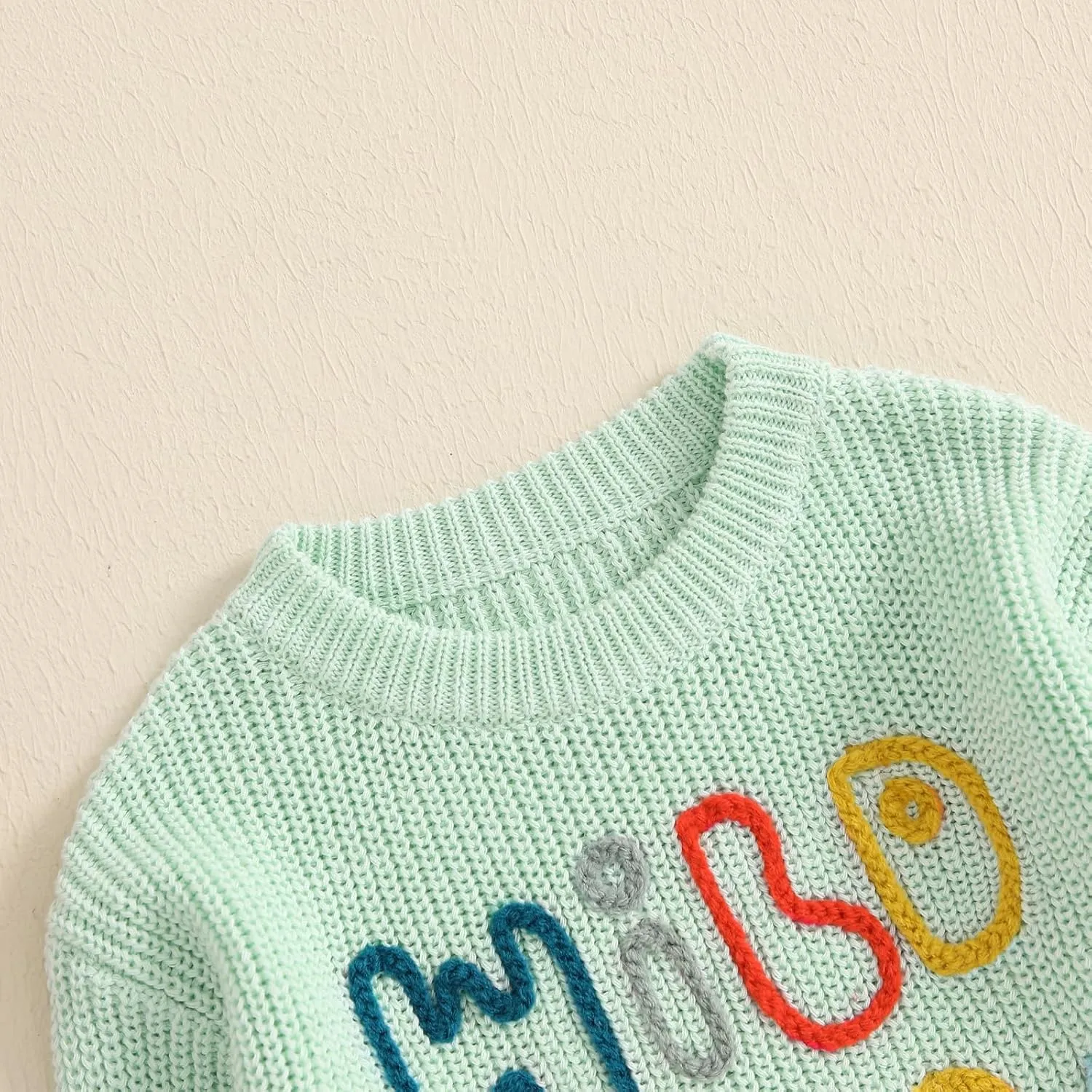 Lesimsam Infant Toddler Baby Boy Girl Sweater Long Sleeve Embroidery Knit Sweater Pullover Sweatshirt Top Fall Winter Clothes