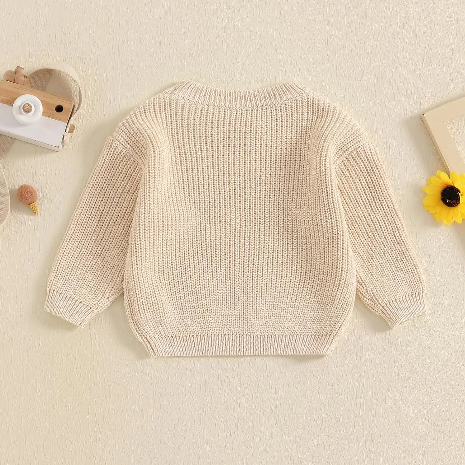 Lesimsam Infant Toddler Baby Boy Girl Sweater Long Sleeve Embroidery Knit Sweater Pullover Sweatshirt Top Fall Winter Clothes