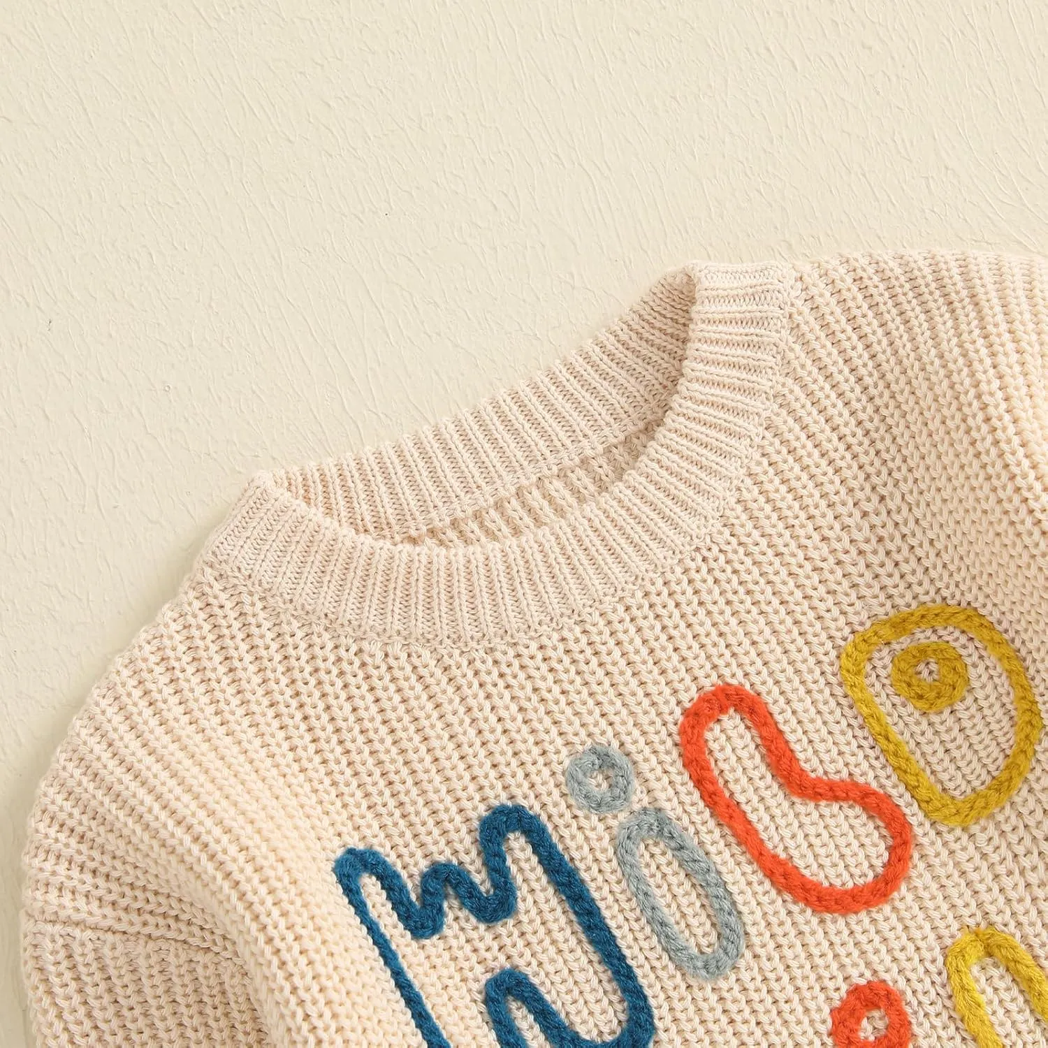 Lesimsam Infant Toddler Baby Boy Girl Sweater Long Sleeve Embroidery Knit Sweater Pullover Sweatshirt Top Fall Winter Clothes