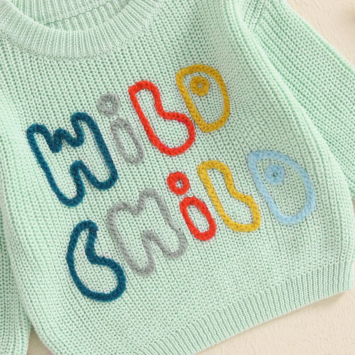 Lesimsam Infant Toddler Baby Boy Girl Sweater Long Sleeve Embroidery Knit Sweater Pullover Sweatshirt Top Fall Winter Clothes