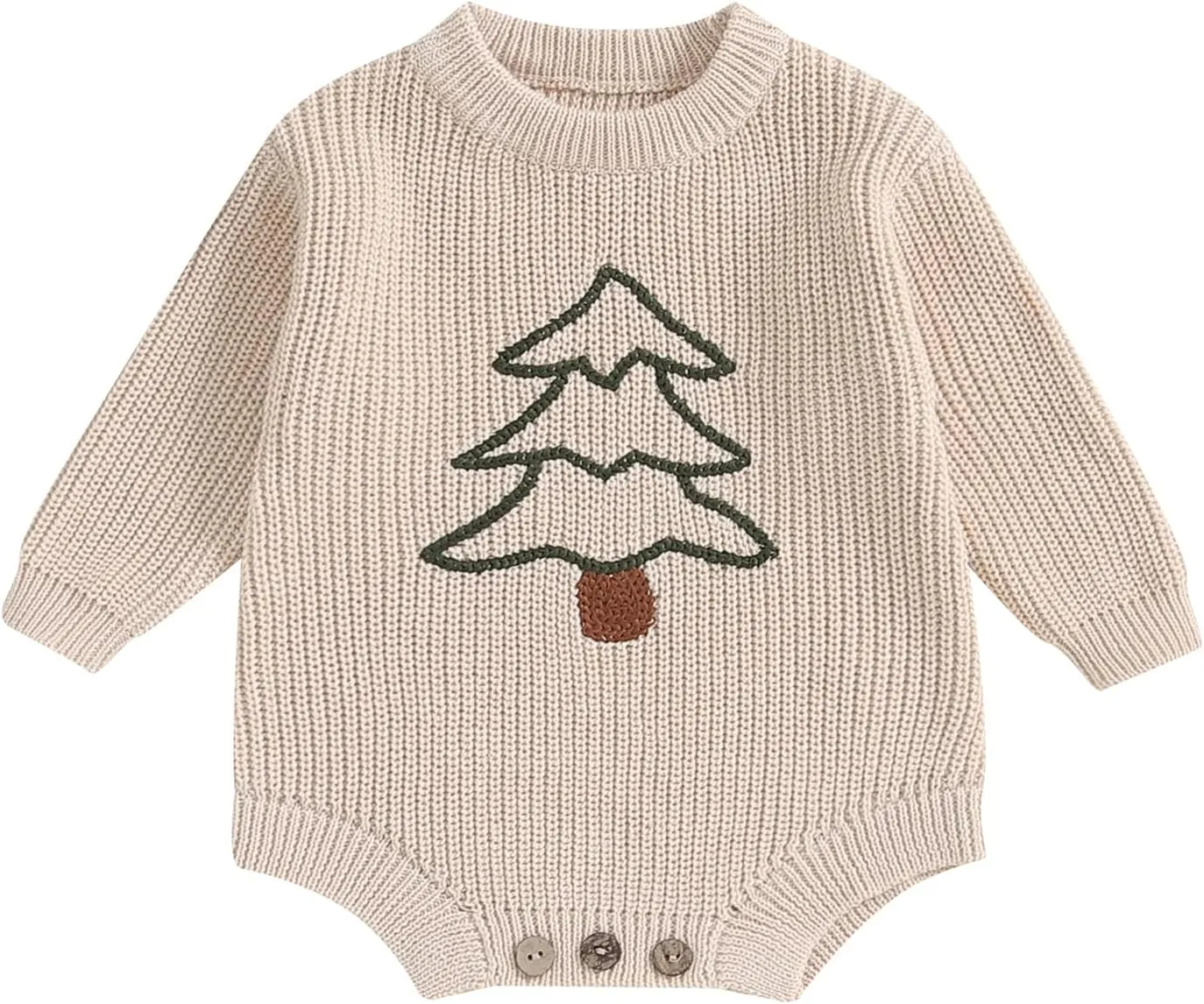 Lesimsam Newborn Baby Boy Girl Christmas Outfit Knit Sweater Romper Oversized Long Sleeve Bubble Romper Warm Winter Clothes