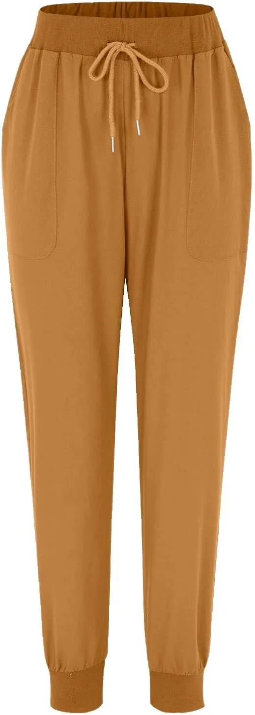 Linen Pants for Women 2025 Summer High Waist Straight Leg Lounge Pant Casual Loose Lightweight Beach Trousers with