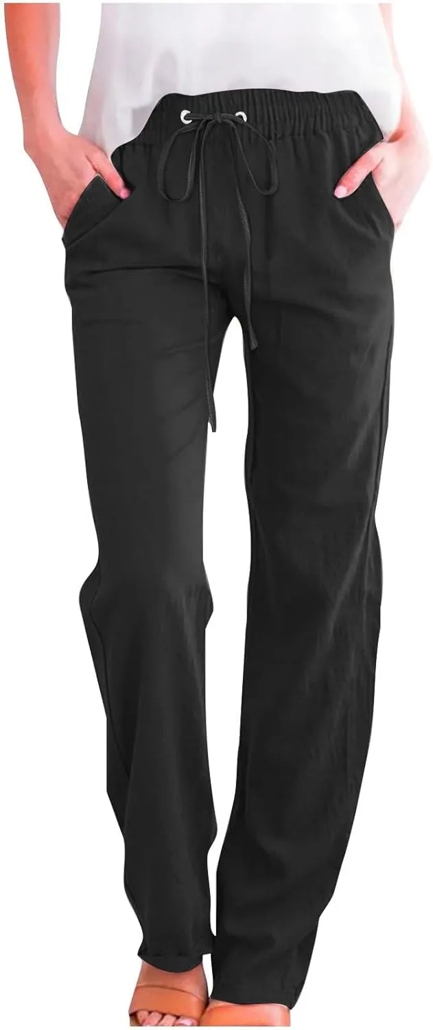 Linen Pants for Women Reduced, Linen Pants Women Plus Size Tall,Cotton Linen Beach Pants Women