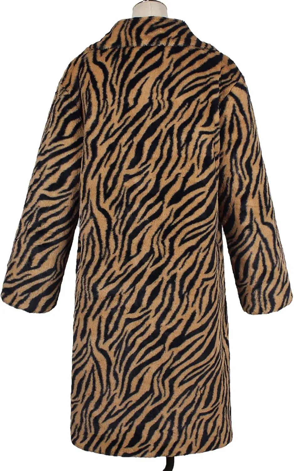 Lmdudan 2023 Winter Faux Fur Coat for Women Leopard Print Fleece Long Jacket Retro Lapel Warm Overcoat Plus Size Trench Coats