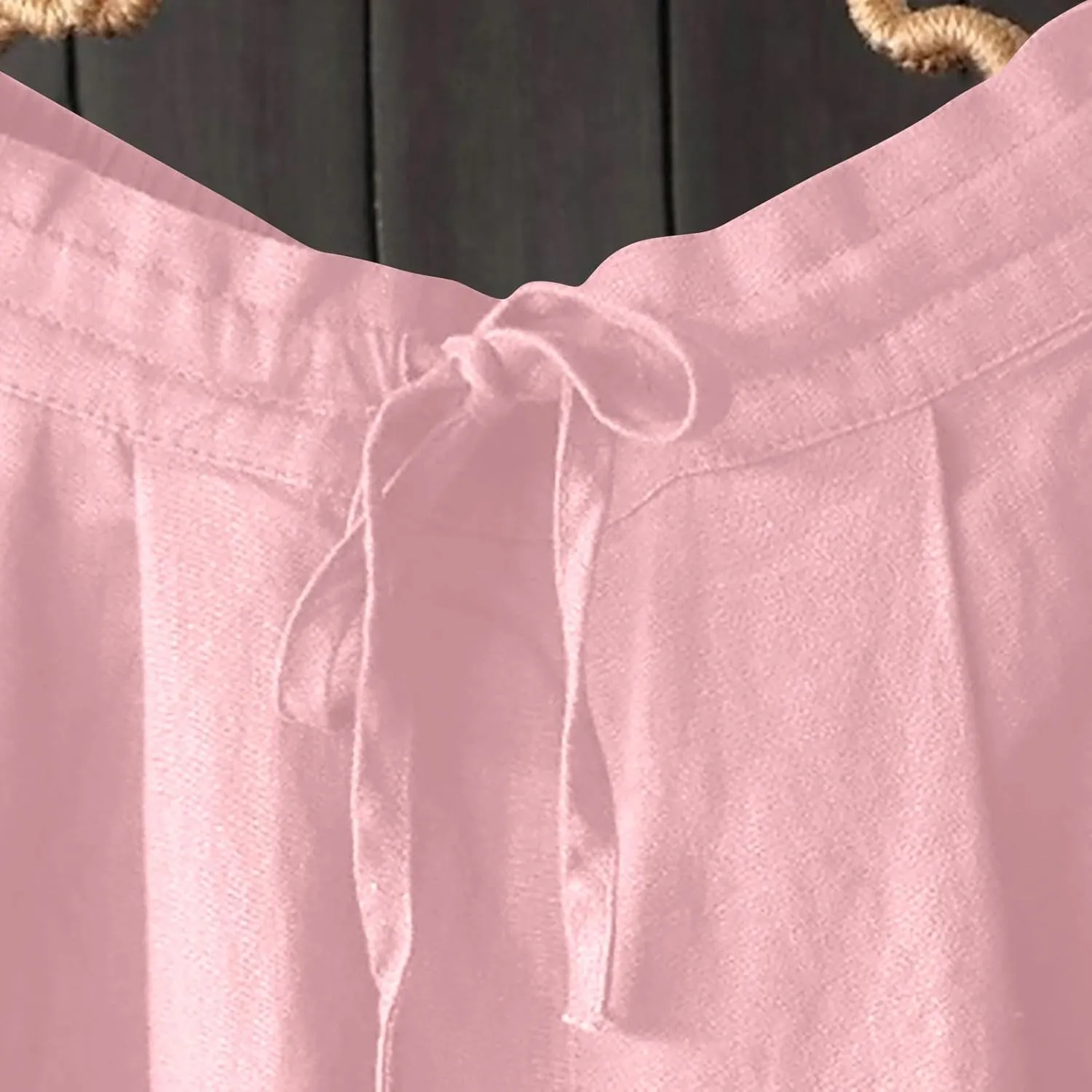 Lmdudan 2025 Wide Leg Work Pants for Women Drawstring Waist Travel Pants with Pockets Casual Lightweight Trousers Pants