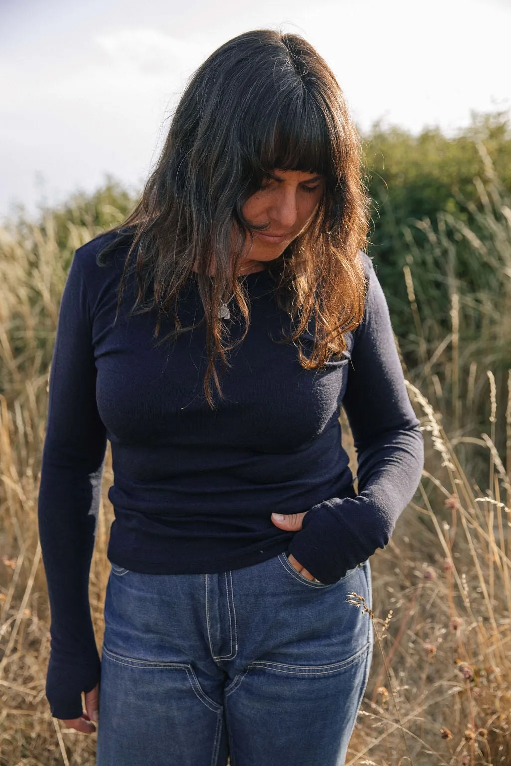 Long Sleeve Top With Thumbholes