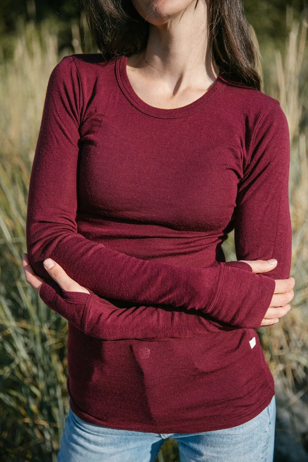 Long Sleeve Top With Thumbholes