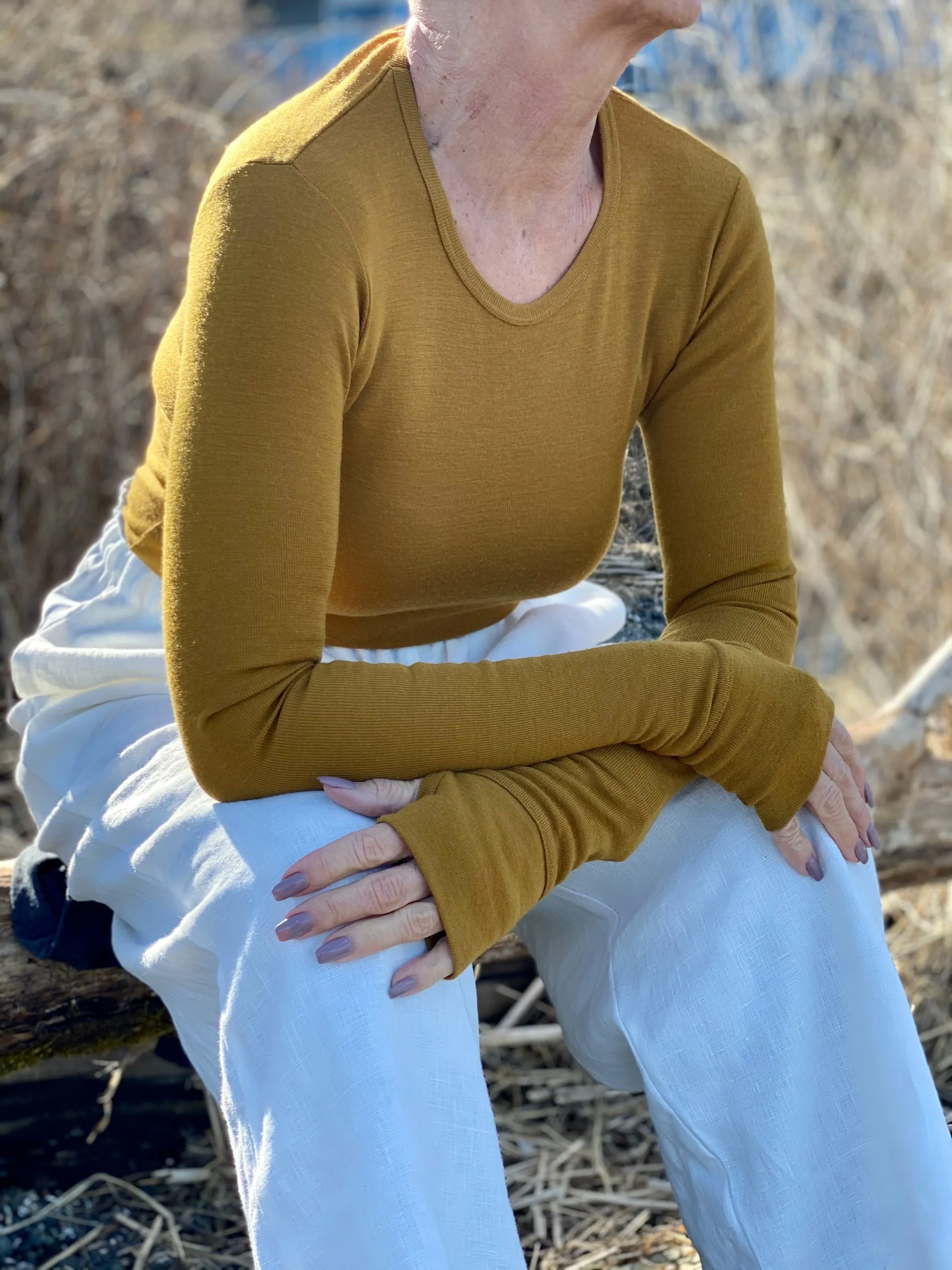 Long Sleeve Top With Thumbholes