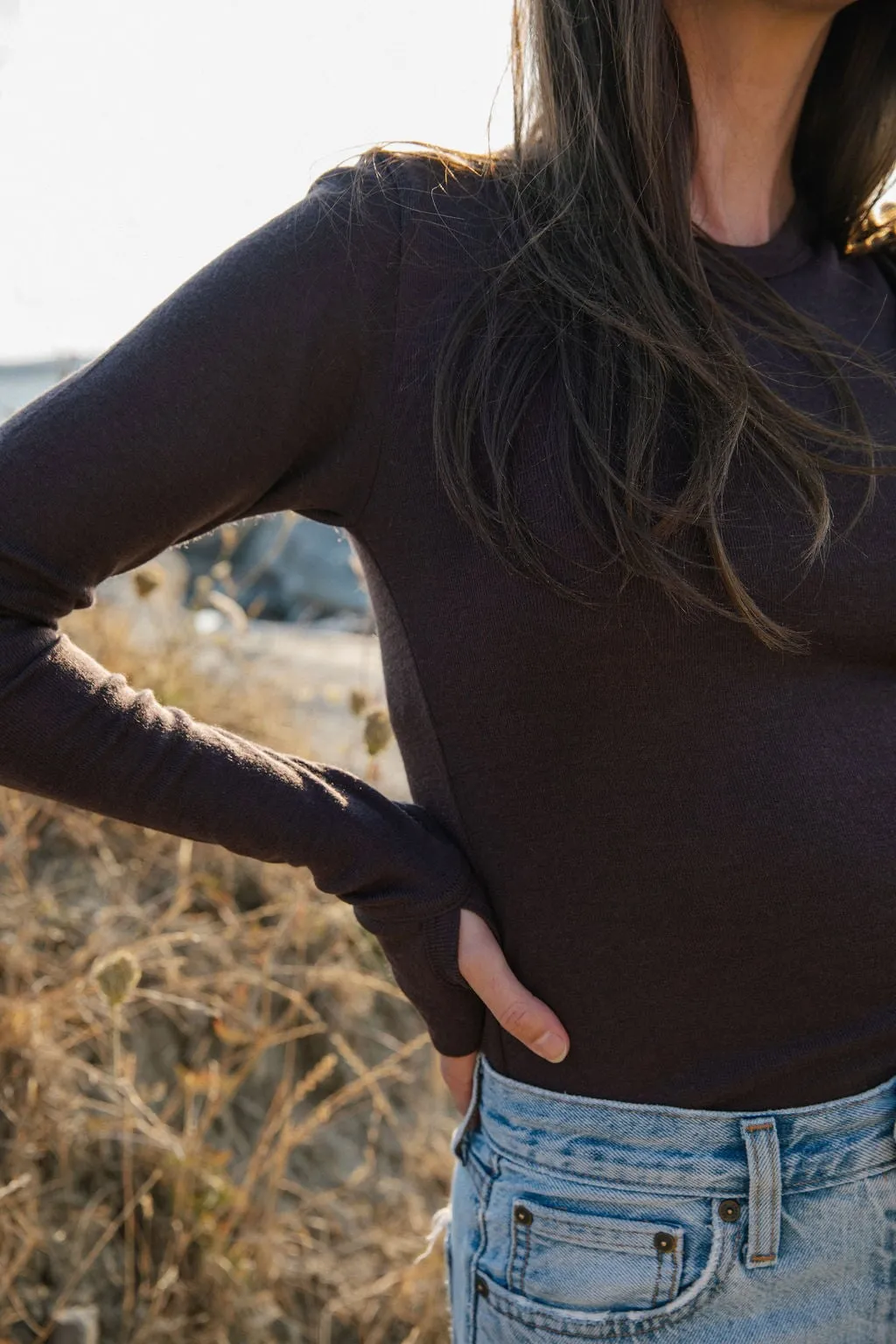 Long Sleeve Top With Thumbholes