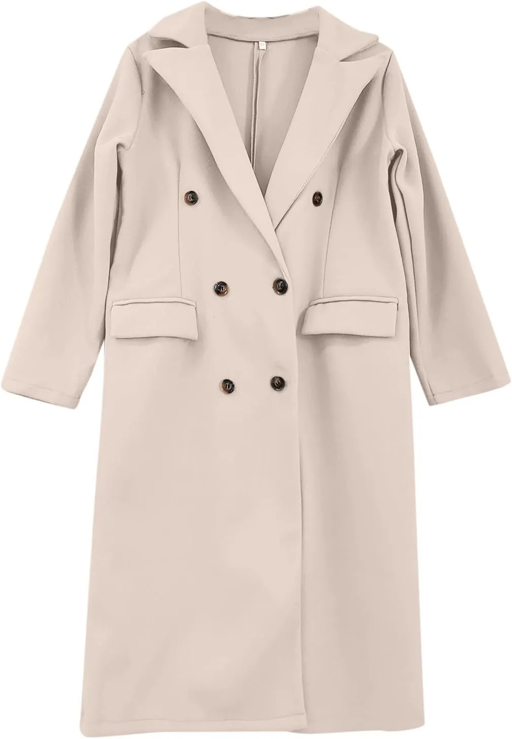 Long Winter Coats for Women Double Breasted Classic Lapel Outerwear Casual Trench Coat