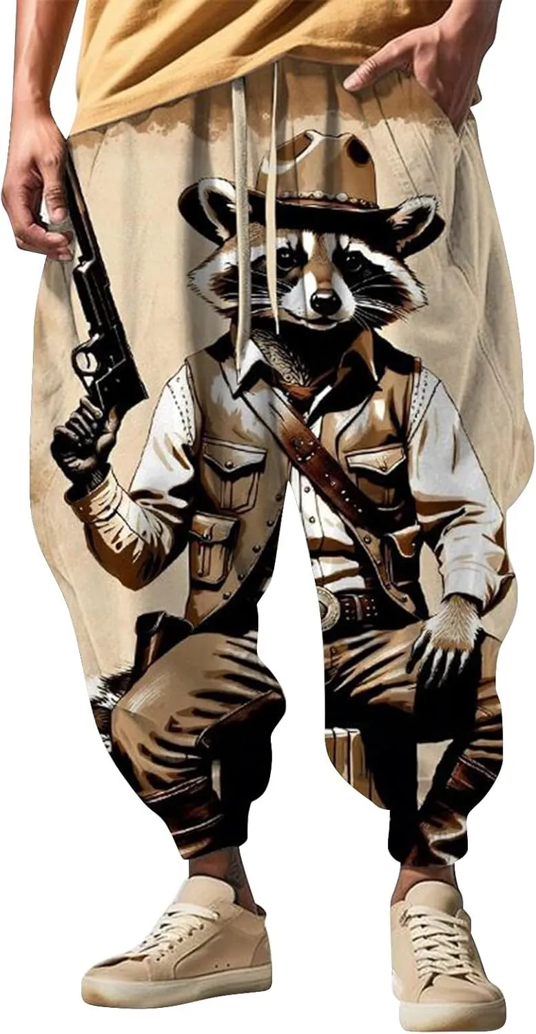 Loose Drop Crotch Trousers Street Feel Casual Sweatpants Funky Printed Plus Size Trousers Hammer Pants Trousers