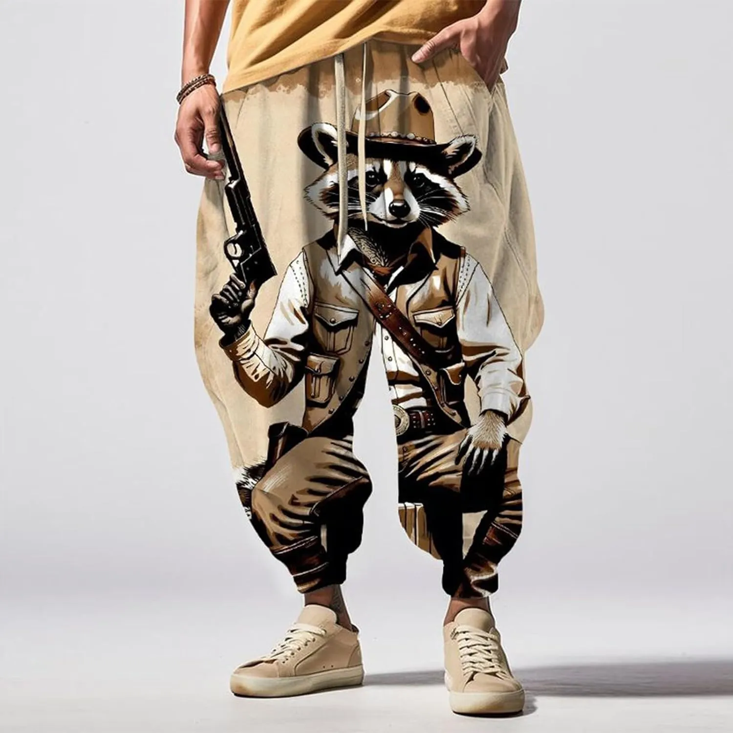 Loose Drop Crotch Trousers Street Feel Casual Sweatpants Funky Printed Plus Size Trousers Hammer Pants Trousers