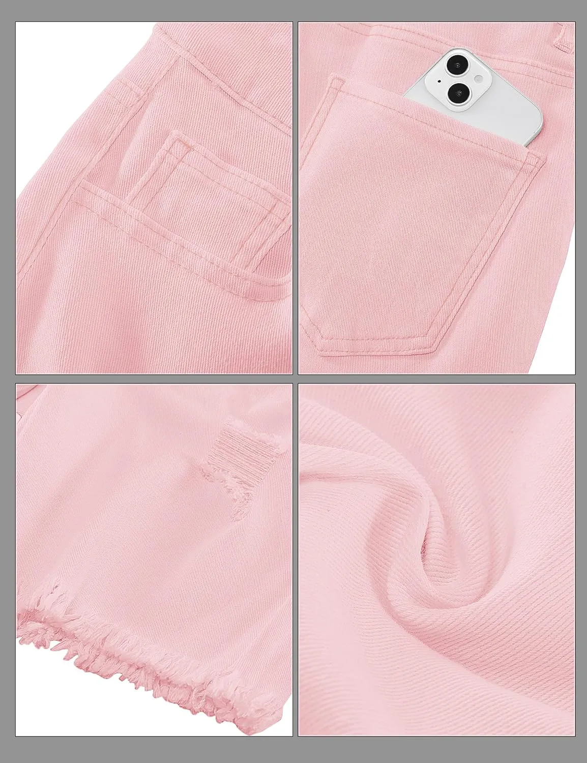luvamia Jean Shorts for Women High Waisted Trendy Casual Distressed Stretchy Denim Long Shorts Ripped Raw Hem Shorts