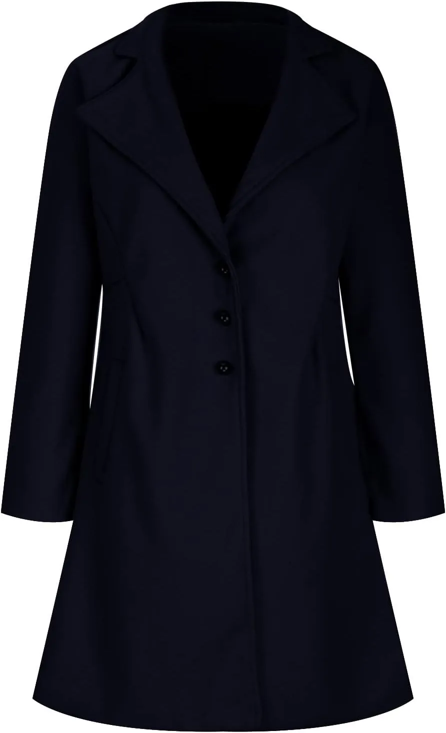 maisdgop Long Trench Coat for Women Winter Wool Open Front Windbreaker Trendy Long Sleeve Warm Lapel Overcoat with Pockets