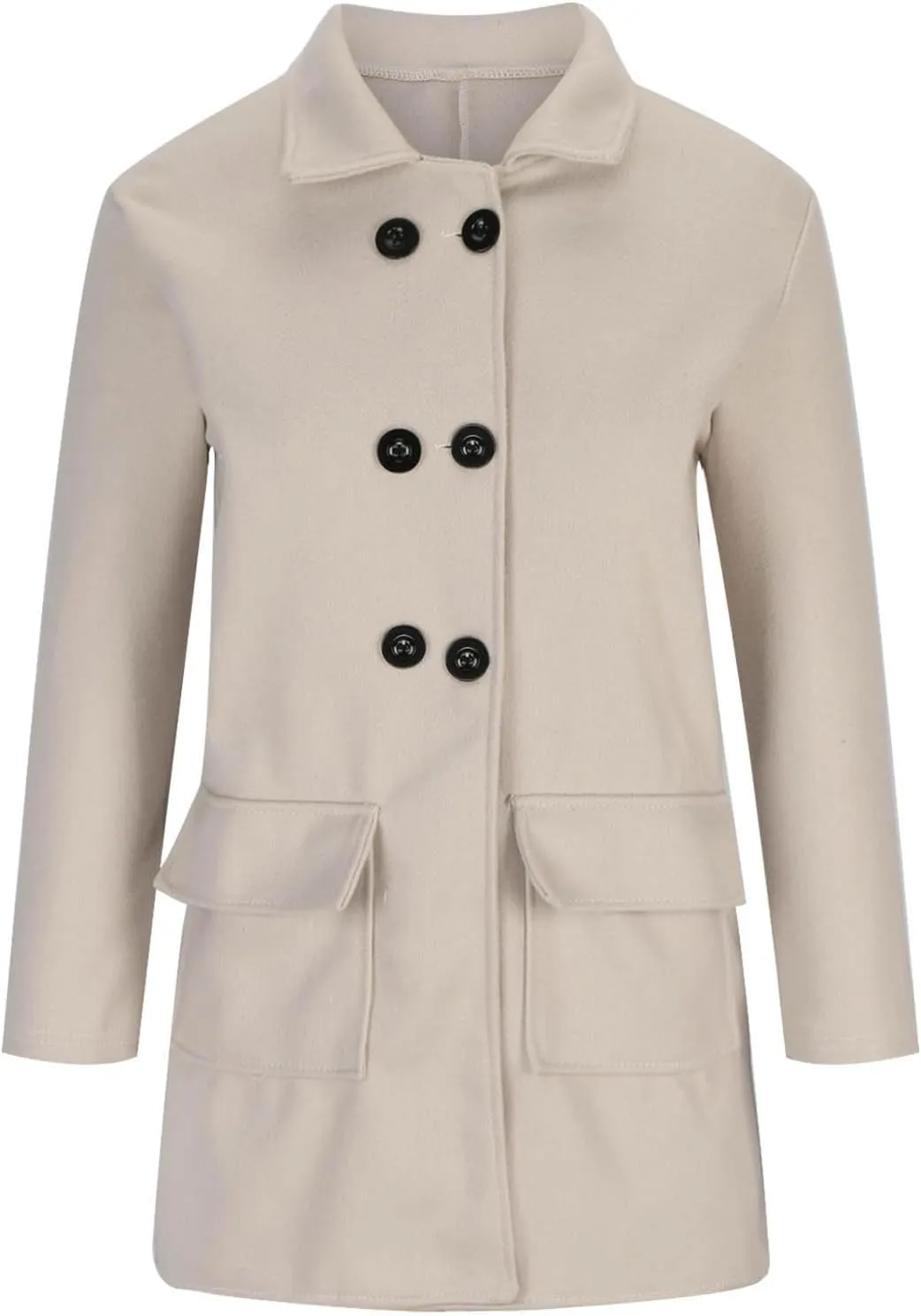 maisdgop Women's Trench Coat 2024 Winter Open Front Double Breasted Peacoats Comfy Long Sleeve Lapel Button down Windbreaker