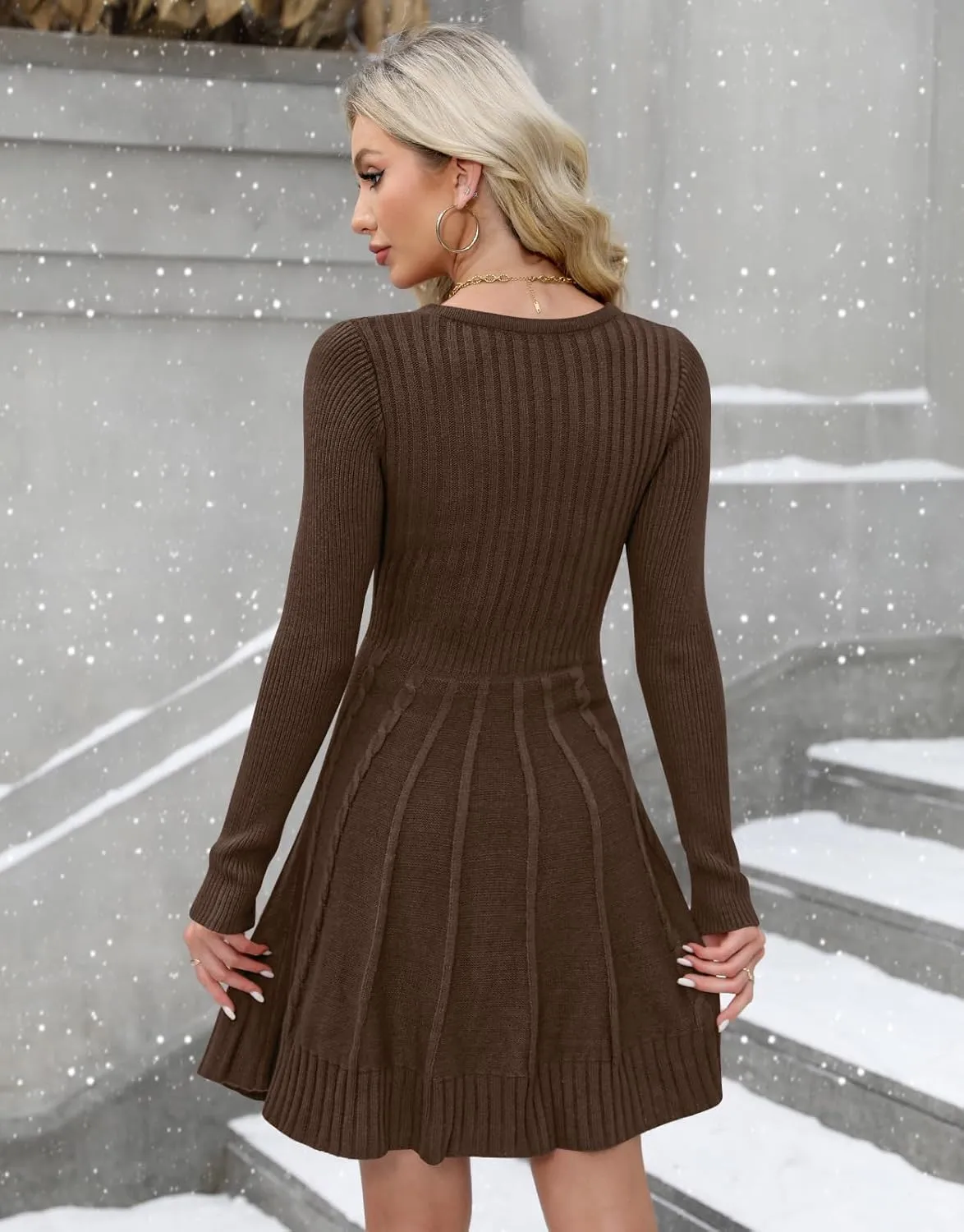 Maisolly Sweater Dress Pullover Tunic Long Sleeve Flare Dress
